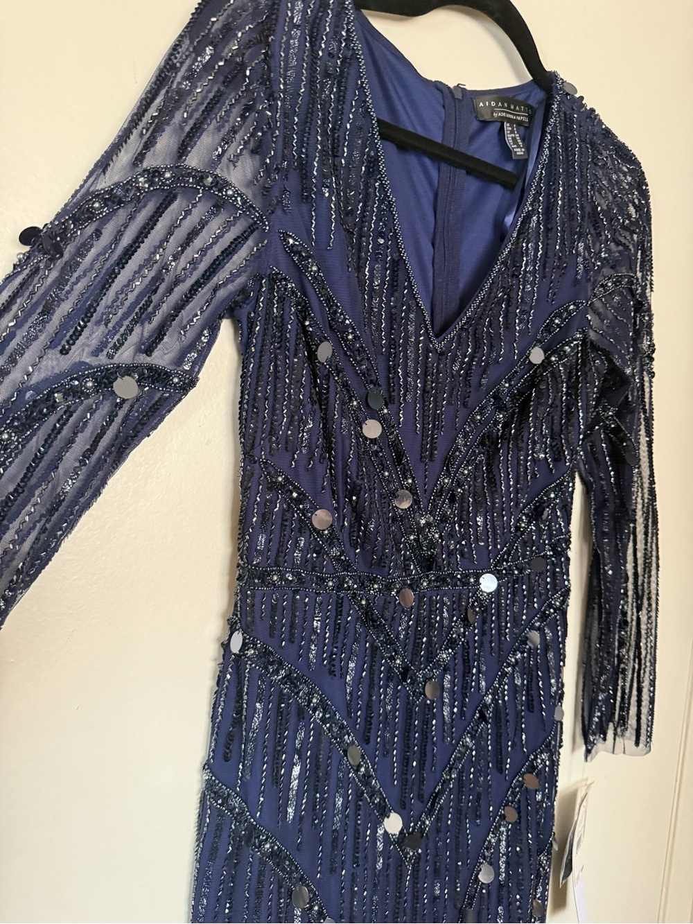 Aidan Mattox MD1E207928 - Illusion Long Sleeve Evening Gown - flawed nwt